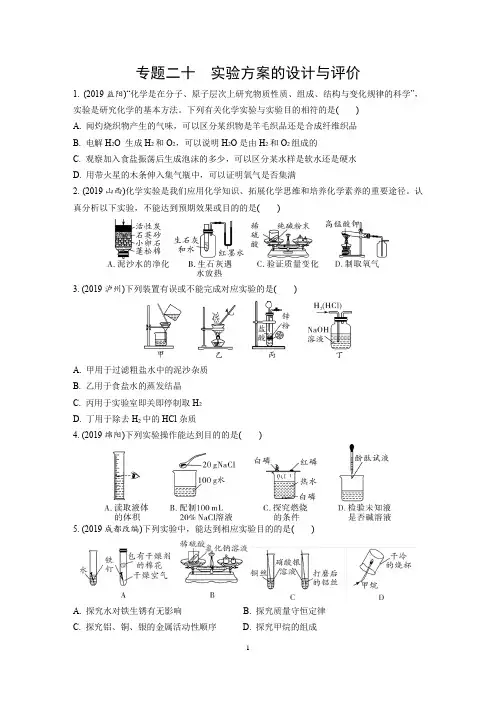 中考化学复习专题二十 实验方案的设计与评价