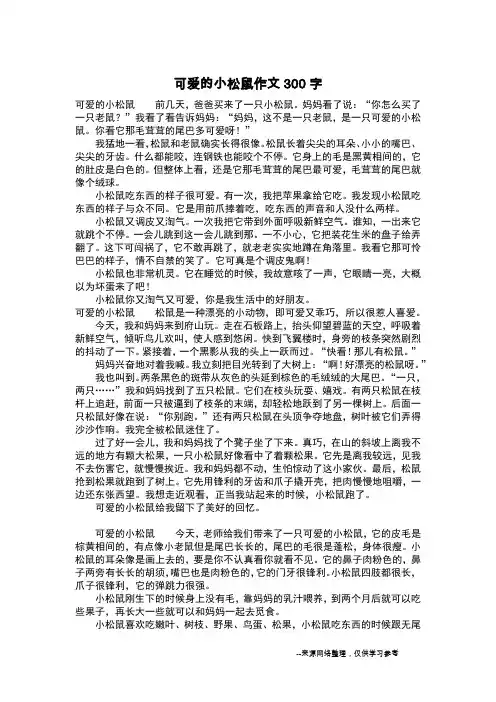 可爱的小松鼠作文300字_作文300字