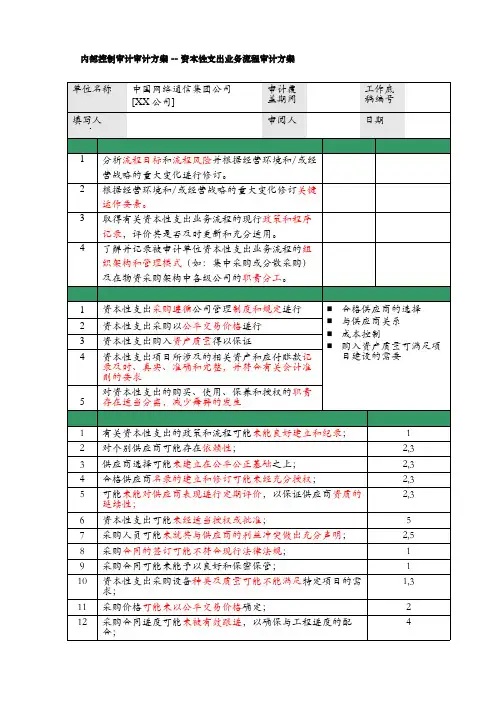 内部控制审计审计方案 2