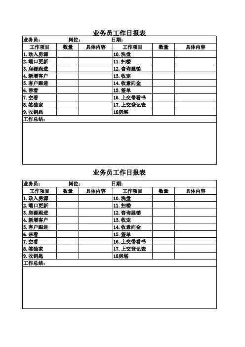 业务员工作日报表