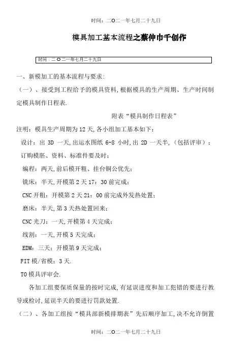 模具加工制作流程