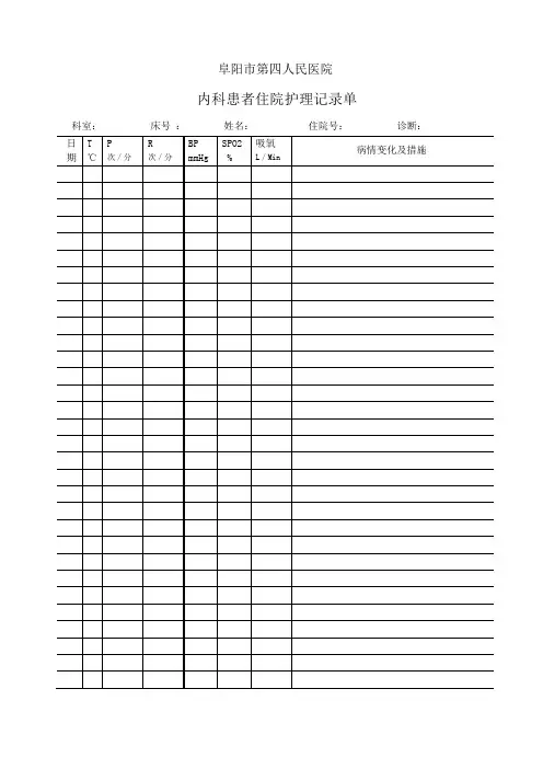 最新护理记录单表格
