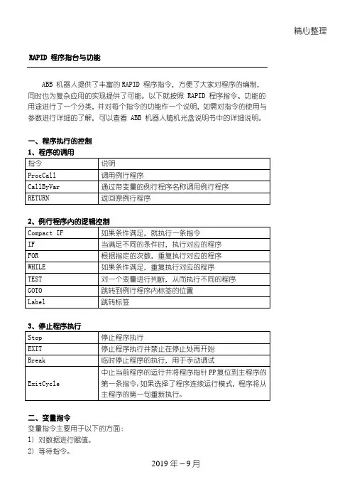 ABB机器人实际应用总结归纳中的指令说明.doc