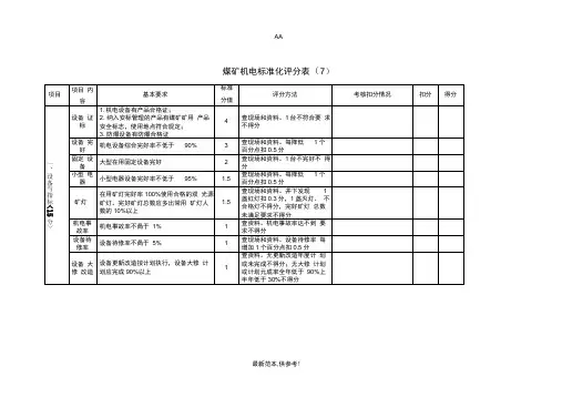 安全生产标准化机电、运输专业评分表
