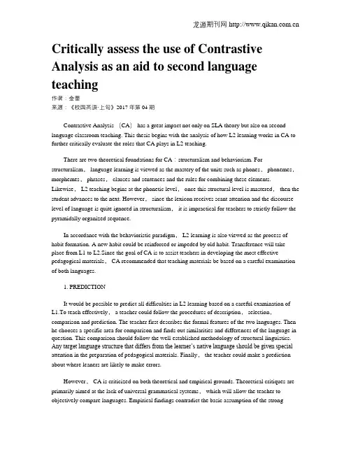 Critically assess the use of Contrastive Analysis