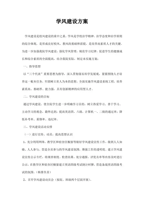 学风建设方案 2