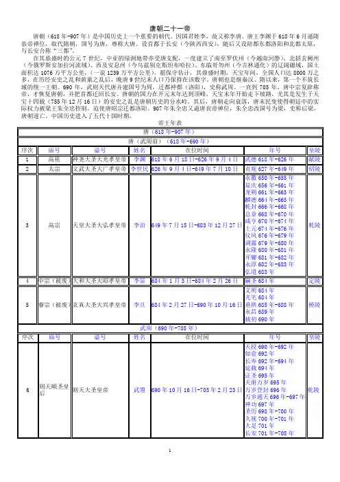 07唐朝帝王世系(资料丰富,内容详尽;已仔细校对,无错误)