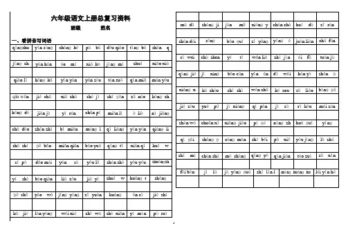 人教版小学六年级上册语文重点知识梳理