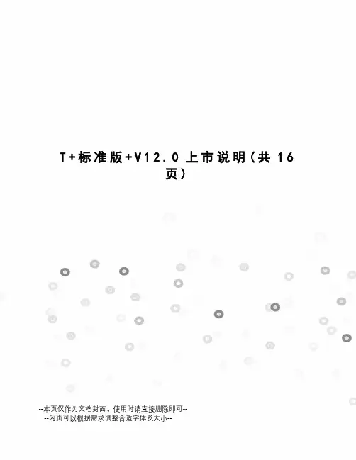 T+标准版+V12.0上市说明