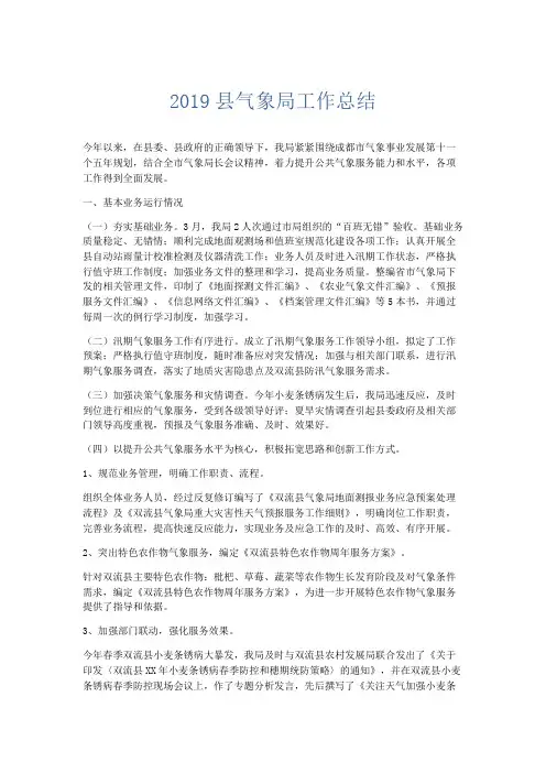 工作总结-2019县气象局工作总结 精品