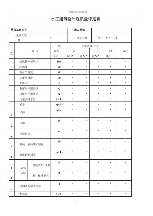 水利工程外观质量评定表