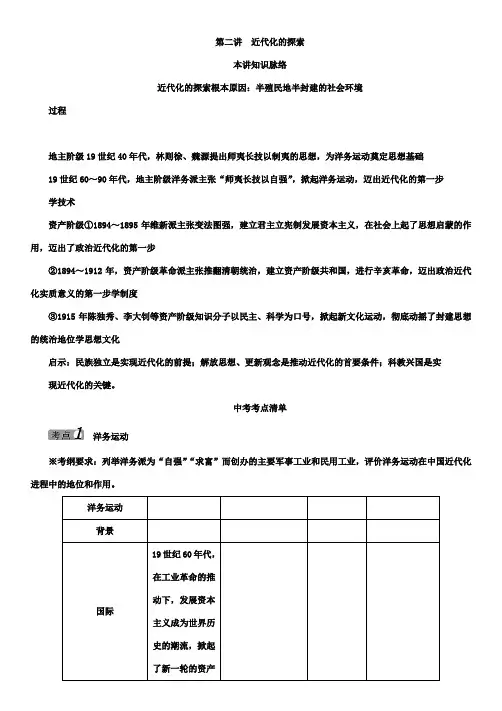 【中考历史】2018最新历史中考历年试题汇编-教材知识速查：中国近代史第二讲近代化的探索(附答案)