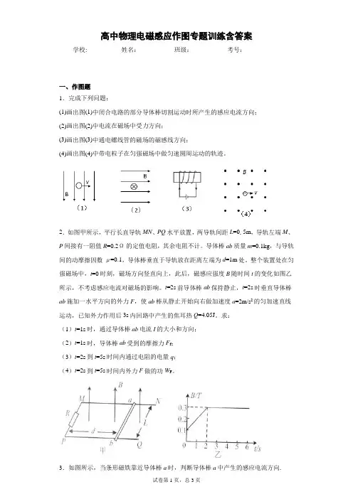 高中物理电磁感应作图专题训练含答案