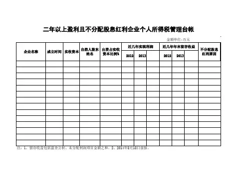 二年以上盈利未分红台账