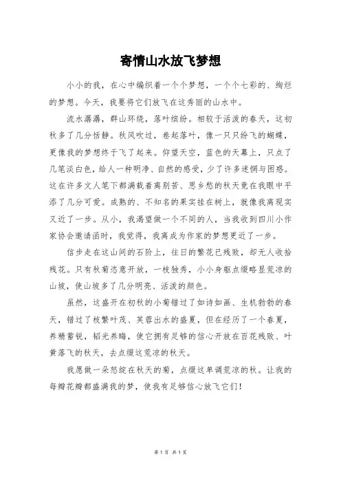 寄情山水放飞梦想_初二作文