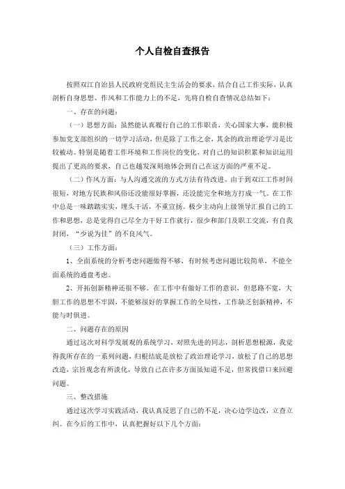 个人自检自查报告