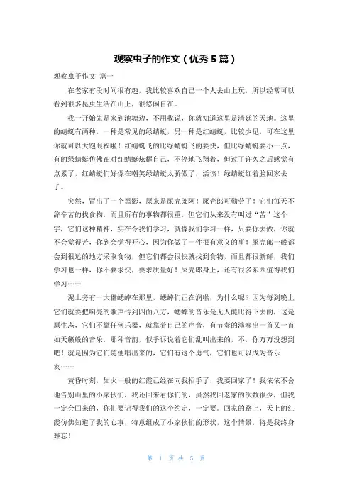 观察虫子的作文(优秀5篇)