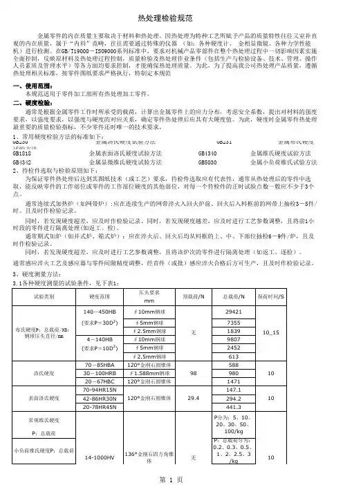 热处理标准规范