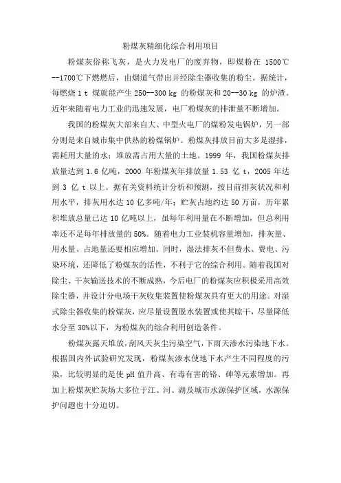 粉煤灰精细化综合利用项目