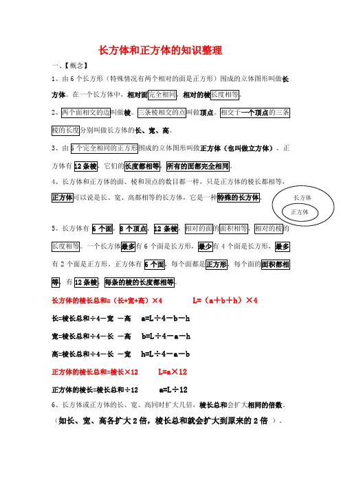 长方体和正方体的知识点整理