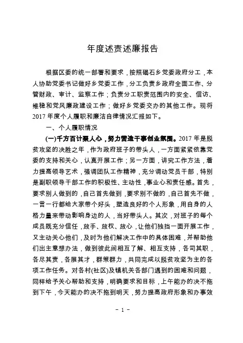 年度述责述廉报告