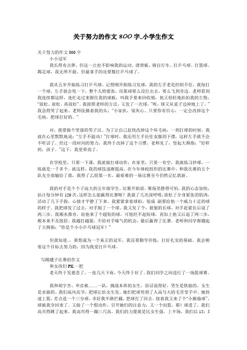 关于努力的作文800字_小学生作文