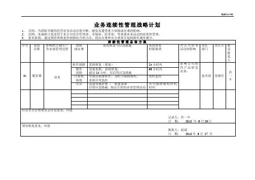 JL0314-02业务连续性管理战略计划