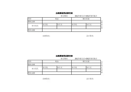 出纳原始凭证移交表