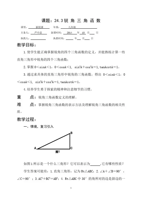 24.3锐角三角函数导学案