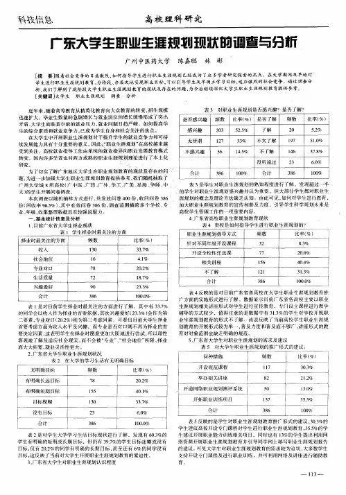 广东大学生职业生涯规划现状的调查与分析