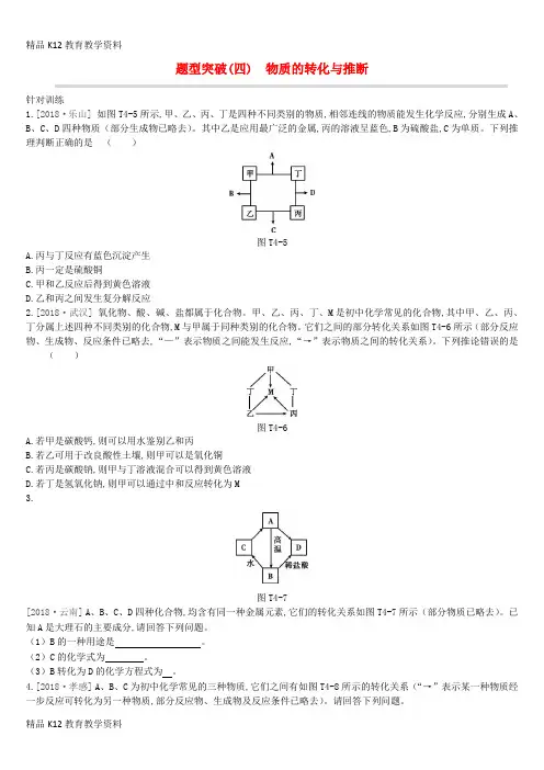 【配套K12】[学习]江苏省徐州市2019年中考化学复习 题型突破(四)物质的转化与推断练习