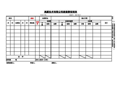 差旅费报销单(样本)