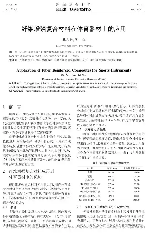 纤维增强复合材料在体育器材上的应用