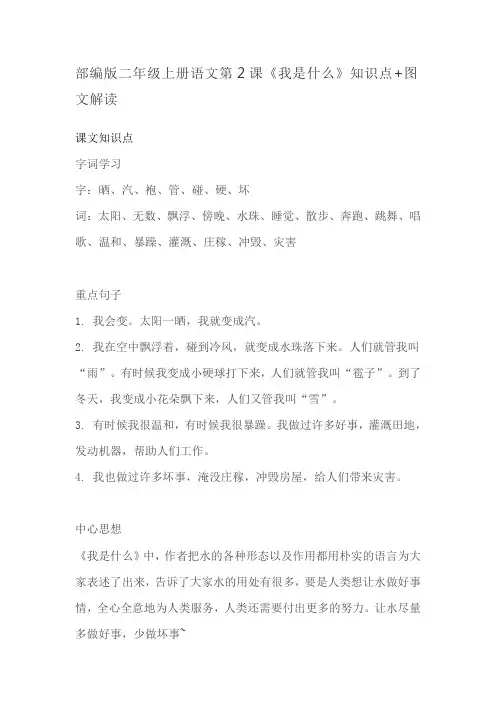 最新二年级上册语文素材-第2课《我是什么》知识点 图文解读 人教部编版