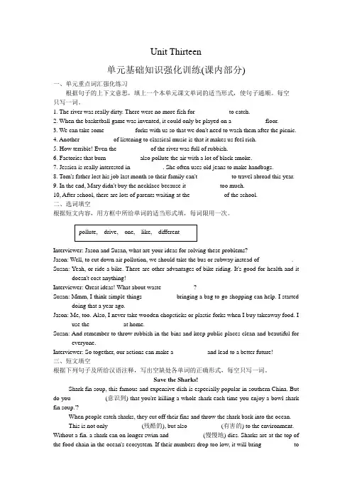 新目标九年级英语单元练习Unit 13