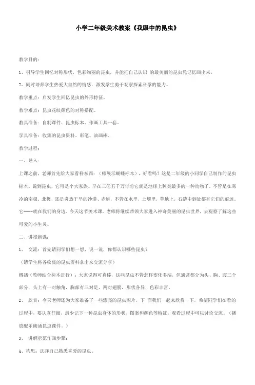 小学二年级美术教案《我眼中的昆虫》