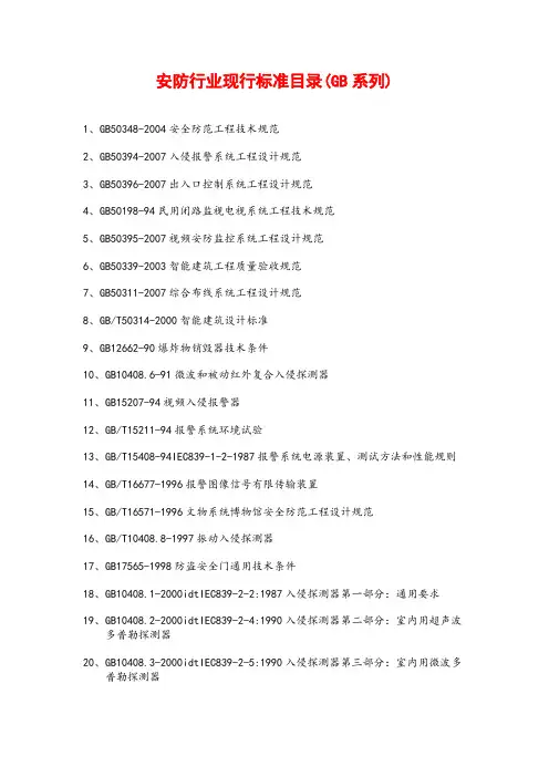 安防规范目录