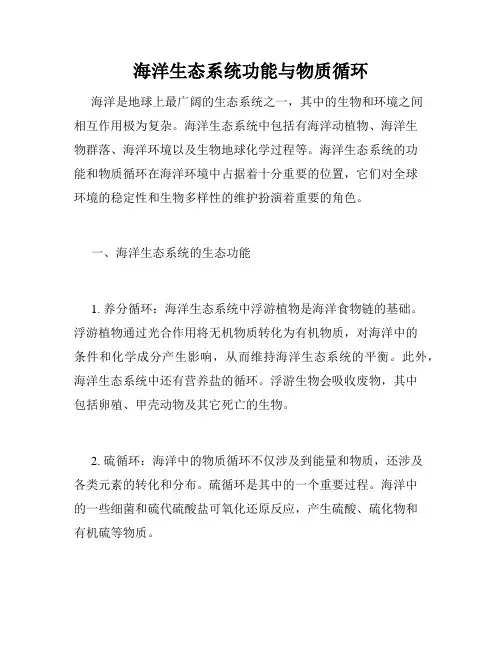 海洋生态系统功能与物质循环