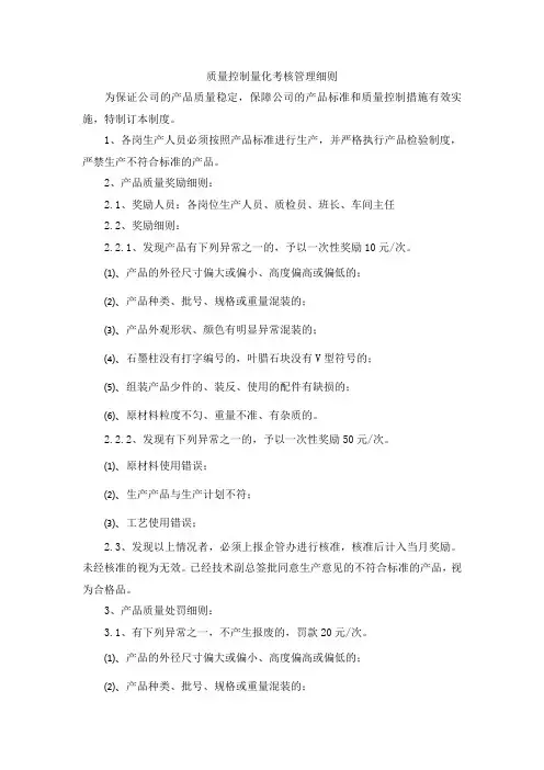 产品质量量化考核管理细则