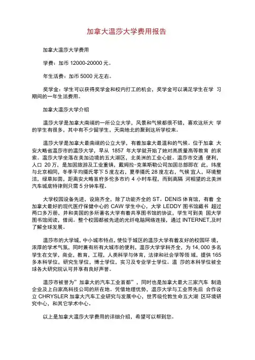 加拿大温莎大学费用报告