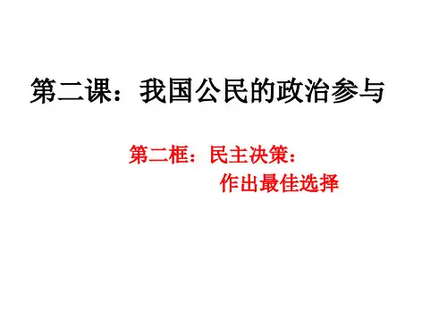 高一政治 2.2民主决策：作出最佳选择  公开课课件