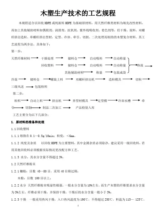木塑生产技术的工艺规程