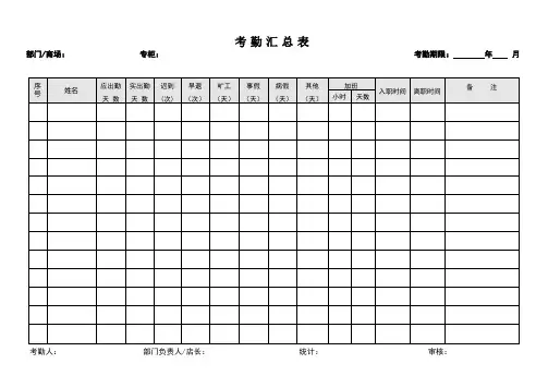 考勤汇总表格