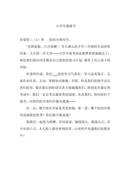 小组挑战书