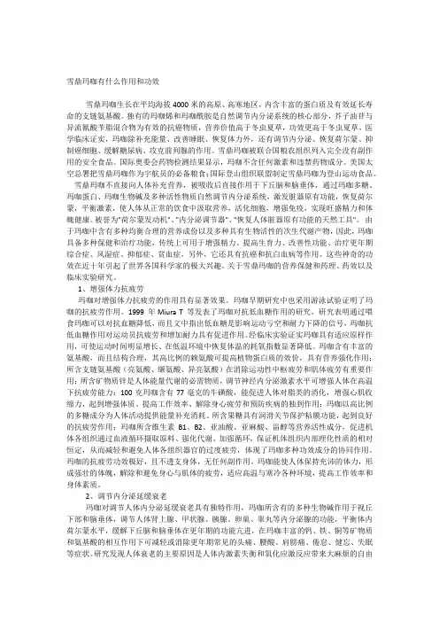 玛咖有什么作用和功效