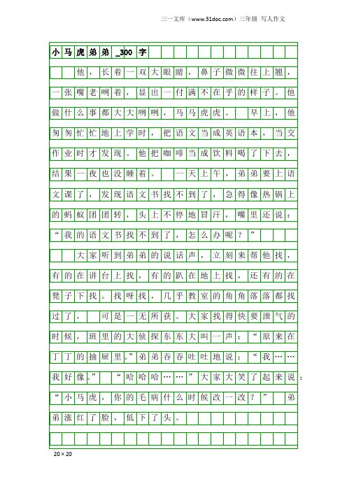 三年级写人作文：小马虎弟弟_300字