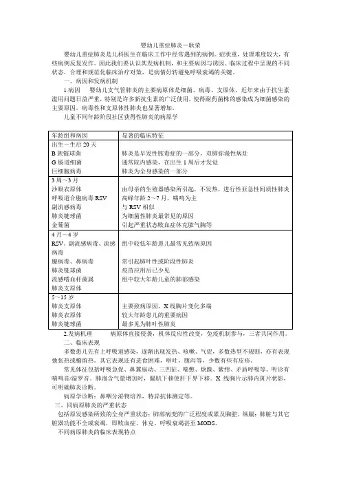 婴幼儿重症肺炎