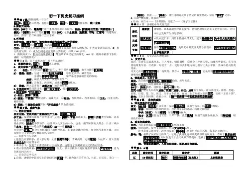 初一下历史复习提纲