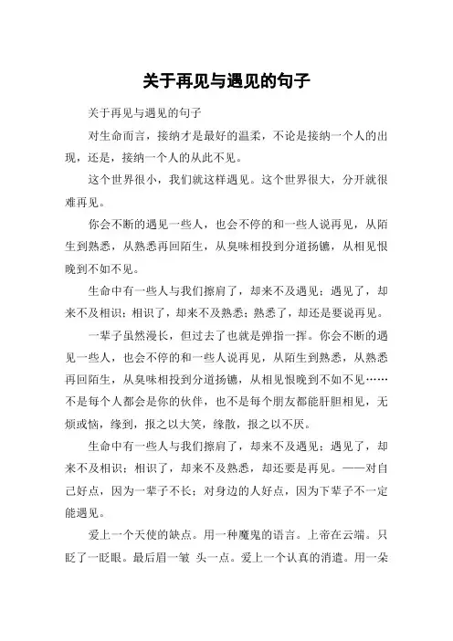 关于再见与遇见的句子