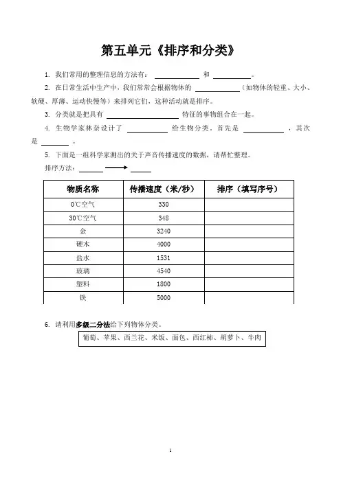 排序与分类练习